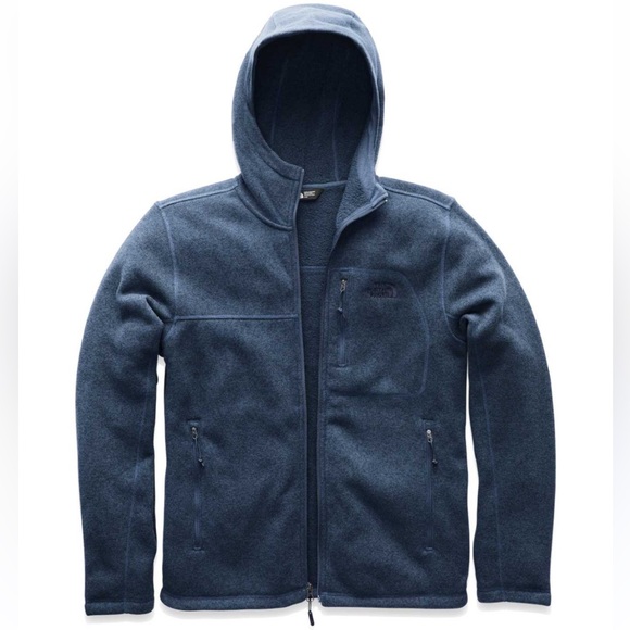 The North Face Men's Blue Gray Fleece Hoodie Full Zip Jacket Coat Layers - Picture 2 of 7